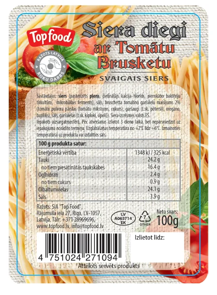 SVAIGAIS SIERS TOP FOOD, SIERA DIEGI AR BRUCHETTA TOMATEM 100G