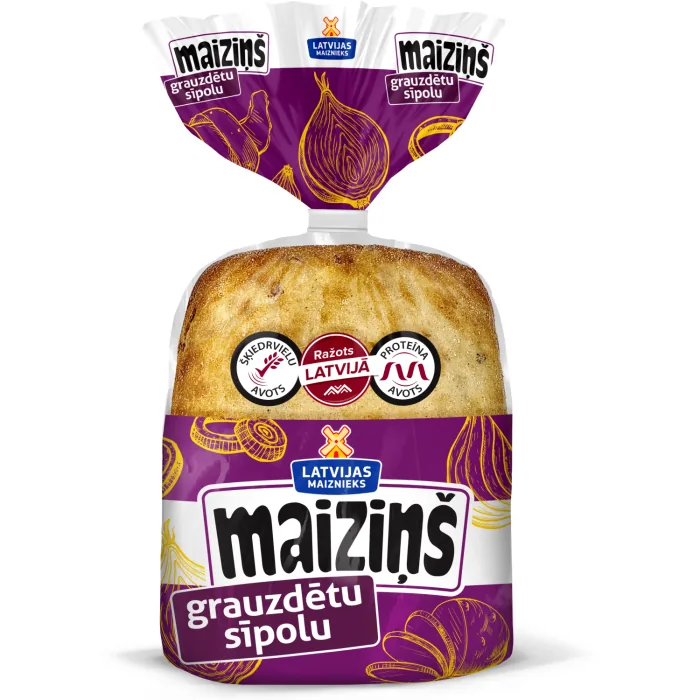 MAIZIŅŠ LATVIJAS MAIZNIEKS AR GRAUZDĒTIEM SĪPOLIEM 220G