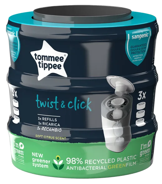 Tommee Tippee Sangenic Twist Kasetes netīro autiņbiksīšu konteinerim, 3 gab.