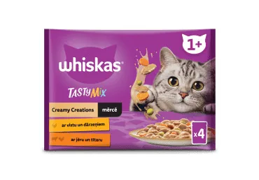 KAĶU BARĪBA WHISKAS TASTY MIX CREAMY 4X85G
