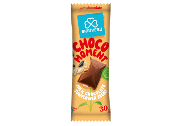 PIENA ŠOKOLĀDE AR SAULESPUĶU SĒKLĀM SKRĪVERU 30G