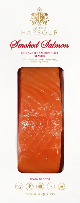LAŠA FILEJAS GABALIŅI AUKSTI KŪPINĀTI, AR ĀDU, SKIN TERMOFORMINGA IEPAKOJUMĀ, 150G