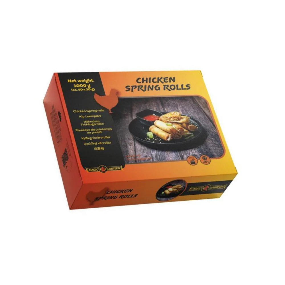 UZKODA TSINGTAO SPRINGROLLS AR VISTU UN DĀRZEŅIEM, SALD., 50GAB, 1KG, MAGIC LANTERN