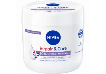 ĶERMEŅA KRĒMS NIVEA REPAIR&CARE AR 10% GLICERĪNA UN PANTENOLU 400ML