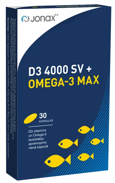Jonax D3 4000 SV + omega-3 max kapsulas, 30 gab.