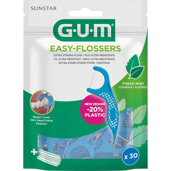Gum Easy-Flossers Cool Mint zobu starpu tīrītājs, 30 gab.