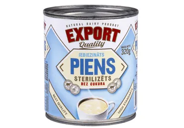 STERILIZĒTS PIENS BEZ CUKURA EXPORT 7,5% 320G