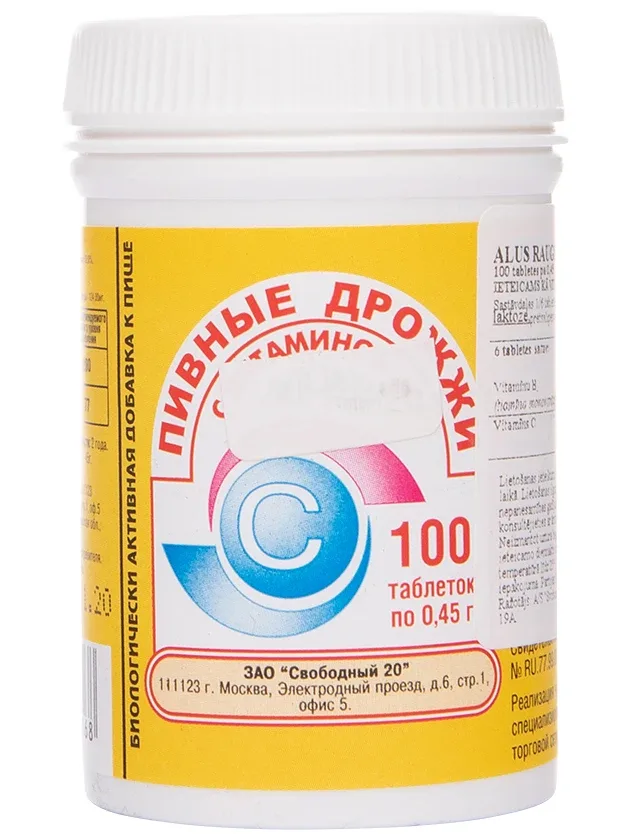 Alus raugs ar vitamīnu C, 100 tabletes