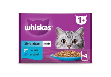 KONSERVĒTA KAĶU BARĪBA WHISKAS ZIVS ŽELEJĀ 4X85G