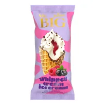 PUTUKRĒJUMA SALDĒJUMS MR.BIG AR AVEŅU-UPEŅU IEVĀRĪJUMU UN PIENA ŠOKOLĀDES GABALIŅIEM VAFEĻU KONUSĀ 165ML/94G