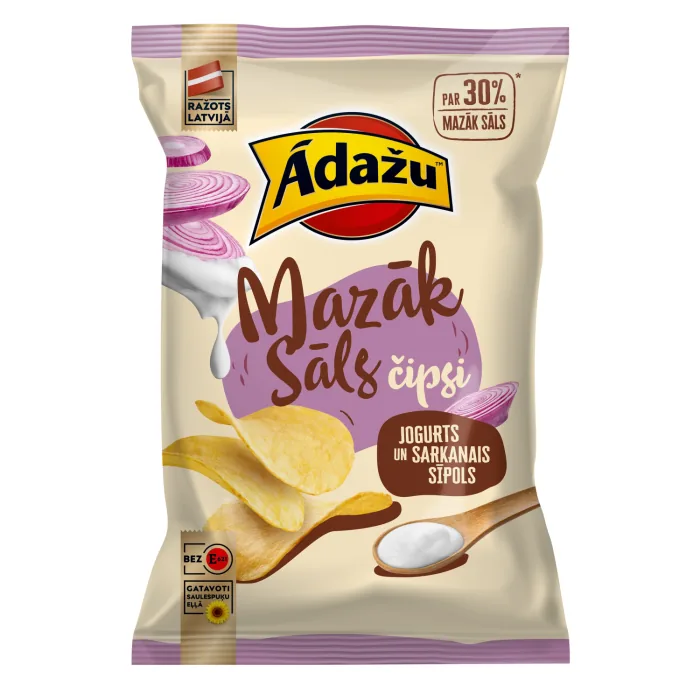 ČIPSI ĀDAŽU MAZĀK SĀLS JOGURTA SARKANO SĪPOLU 130G