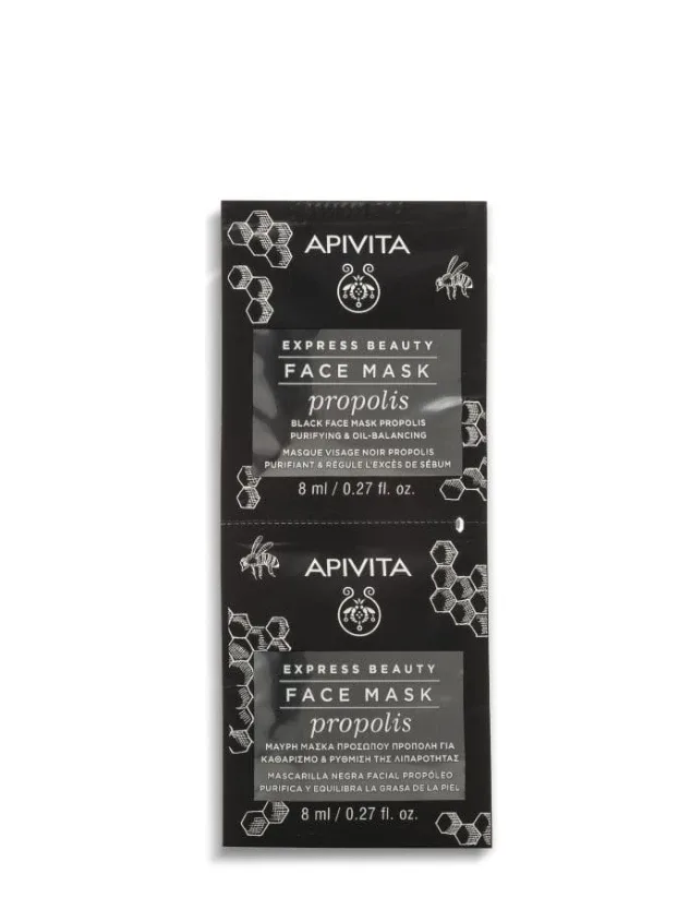 Apivita Express attīroša sejas maska taukainai ādai ar propolisu, 2 x 8 ml