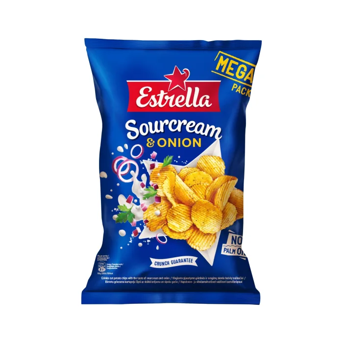ČIPSI ESTRELLA AR SKĀBĀ KRĒJUMA UN SĪPOLU GARŠU 250G