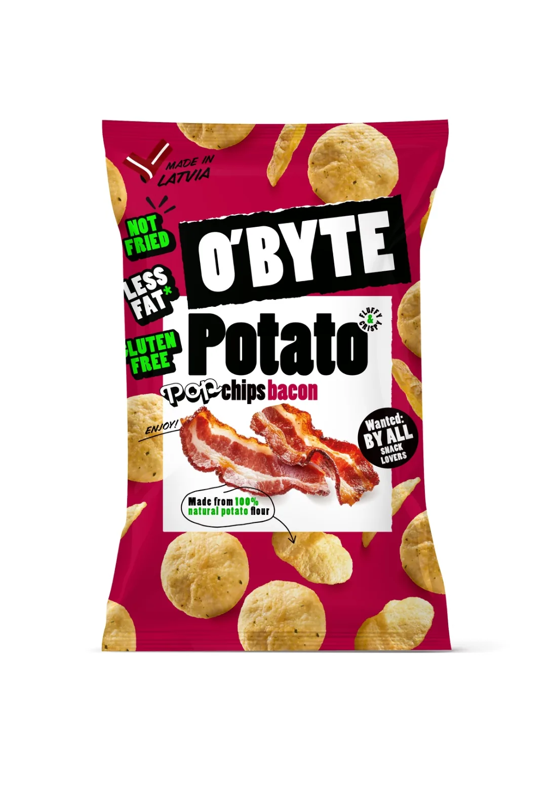 O'BYTE KARTUPEĻU ČIPSI AR BEKONA GARŠU 90G