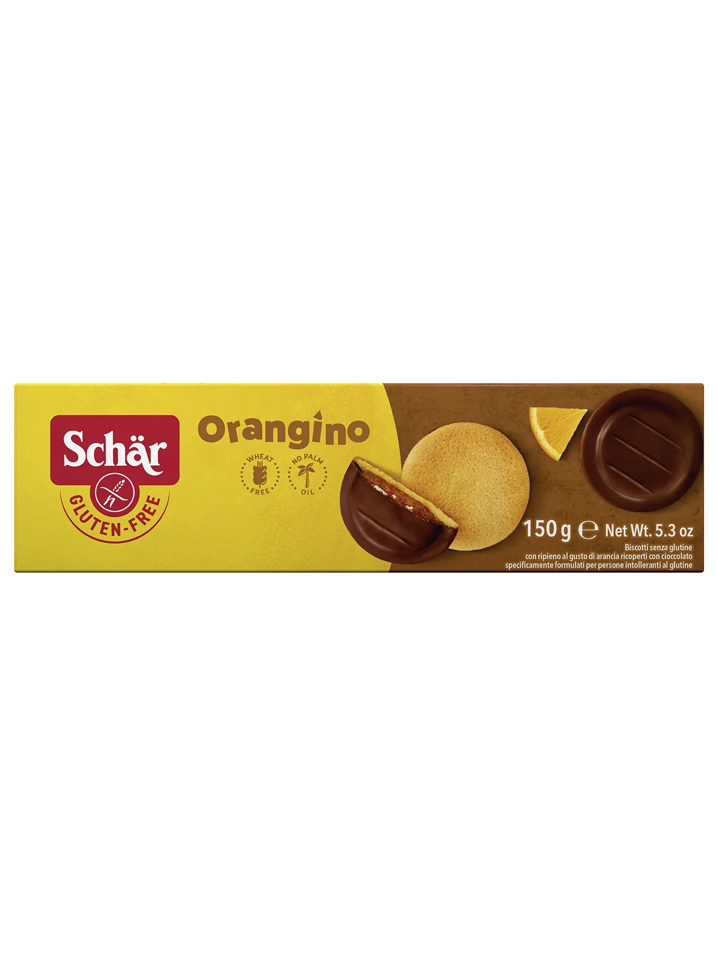 Печенье Schar Orangino без глютена с апельсиновой начинкой, 150 г