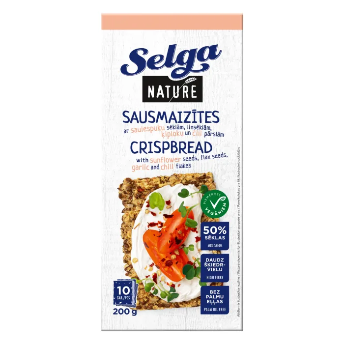 SAUSMAIZĪTES SELGA AR SAULESPUĶU SĒKLĀM, LINSĒKLĀM, ĶIPLOKU, ČILI PĀRSLĀM 200G