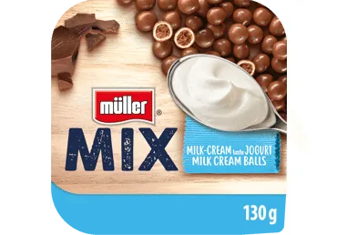 JOGURTS MÜLLER MIX AR ŠOKOLĀDES KRĒMA BUMBIŅĀM 130G