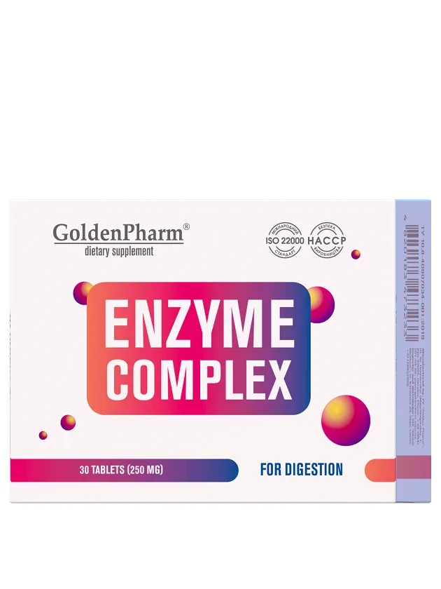 Golden pharm enzīmu komplekss 250 mg, 30 tabletes