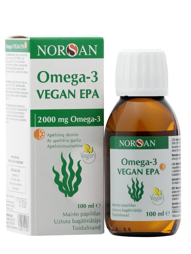 Norsan Omega-3 vegan epa ar apelsīnu garšu, 100 ml