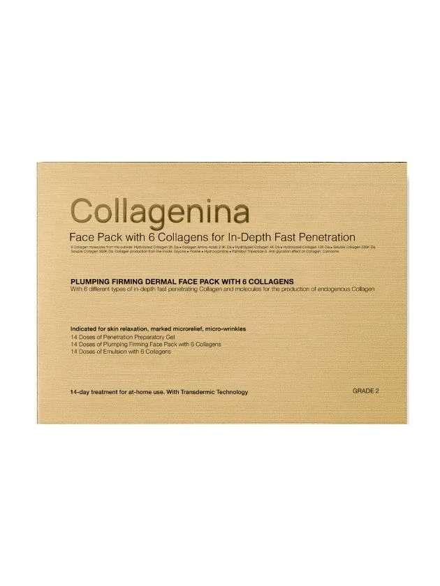 Collagenina nostiprinoša sejas maska ādas tvirtumam ar 6 veidu kolagēniem intensitāte 2, 2 x 30 ml, 1 x 50 ml