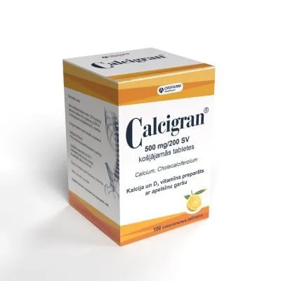 Calcigran 500 mg/200 SV košļājamās tabletes N100