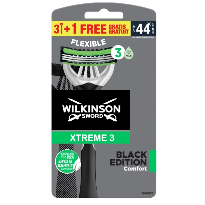 VIENREIZLIETOJAMIE SKUVEKĻI VĪRIEŠIEM WILKINSON SWORD XTREME3 BLACK 3+1 GAB.