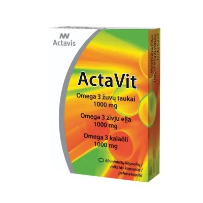 Actavit Omega-3 zivju eļļa 1000 mg kapsulas N60