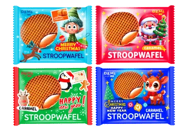 Вафли Christmas D.E.M.I. с карамельной начинкой, 33 г