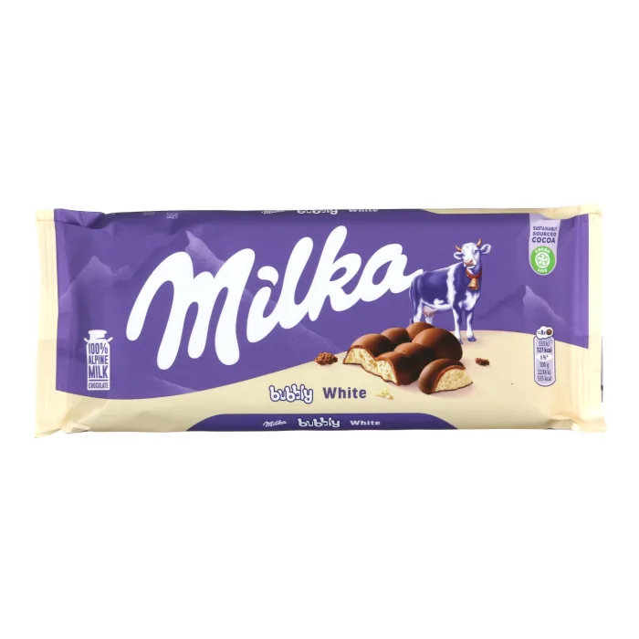BALTĀ ŠOKOLĀDE MILKA BUBBLY 95G