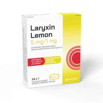 Laryxin Lemon 5 mg/1 mg sūkājamās tabletes N24