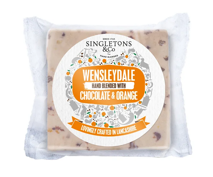 SIERS WENSLEYDALE SINGLETONS AR ŠOKOLĀDI UN APELSĪNIEM, 200G