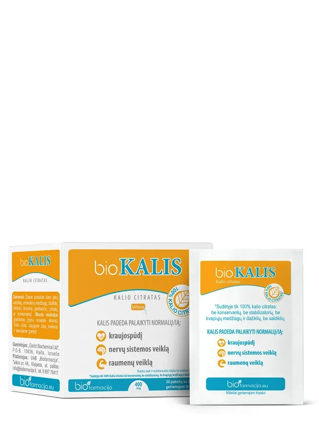 Biofarmacija kālijs 400 mg pulveris, 30 paciņas