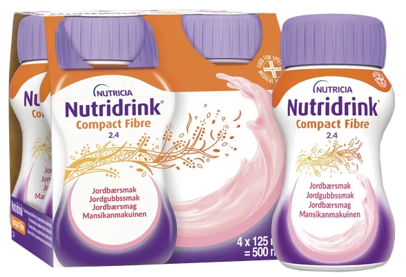 Nutricia Nutridrink Compact Fibre 2.4 ar zemeņu garšu 125 ml dzēriens, 4 gab.