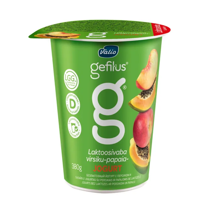 JOGURTS GEFILUS PERSIKU PAPAIJAS 2% 380G