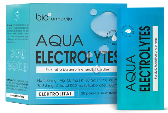 Biofarmacija Aqua Electrolytes pulveris paciņās, 28 gab.