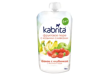BIEZENIS KABRITA KAZAS PIENA-BANĀNU-ZEMEŅU-ĀBOLU 6+ 100G
