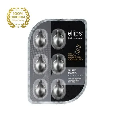 Витамины Ellips Silky Black Pro с кератином для тёмных волос, капсулы 1 мл x 6