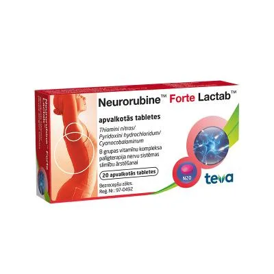 Neurorubine Forte Lactab apvalkotās tabletes N20