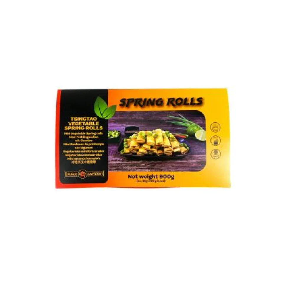 UZKODA TSINGTAO SPRINGROLLS AR DĀRZEŅIEM, SALD., 60GAB, 900G, MAGIC LANTERN