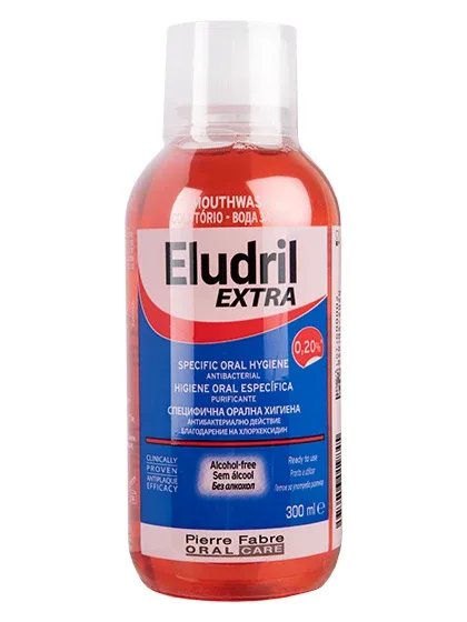 Eludril Extra mutes dobuma skalošanas līdzeklis, 300 ml