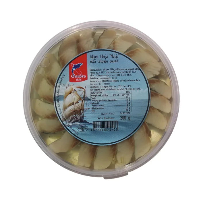 SIĻĶES FILEJA MATJE LATGAĻU GAUMĒ EĻĻĀ 200G/130G