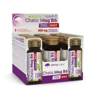 Olimplabs Chela-Mag B6 Cramp Shot šķidrums, greipfrūtu garša 25 ml N9