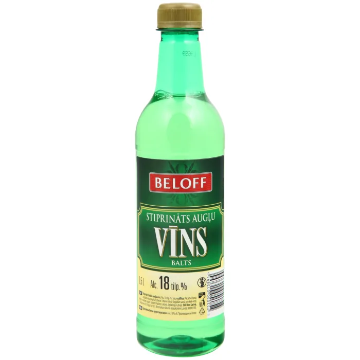 STIPRINĀTS AUGĻU VĪNS BELOFF BALTS 18% 0,5L