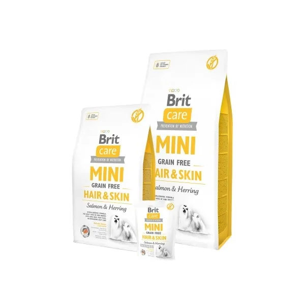 SAUSĀ BARĪBA SUŅIEM BRIT CARE MINI HAIR&SKIN, 2KG