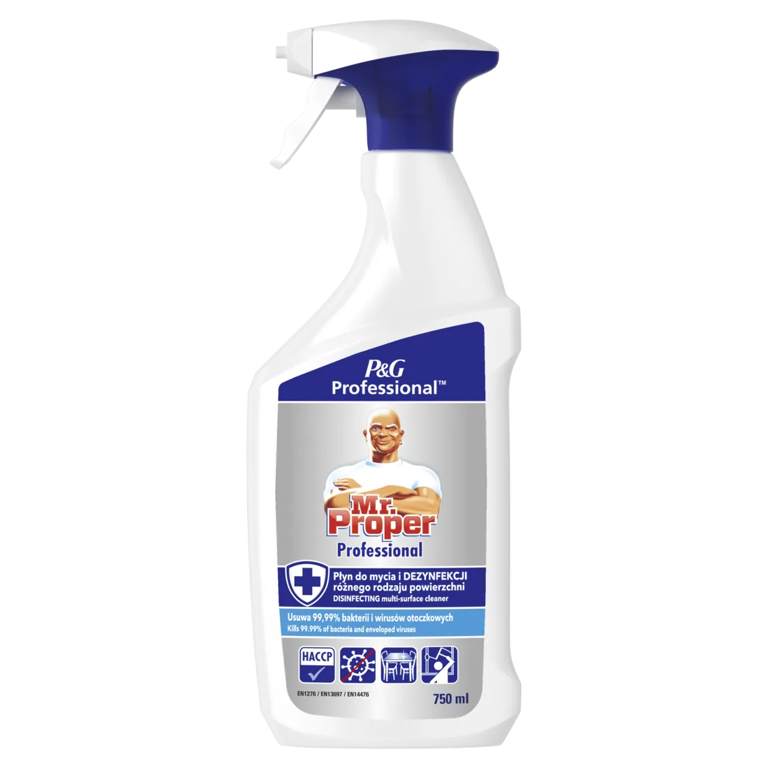 MR. PROPER PROFESSIONAL LĪDZEKLIS DAŽĀDU VIRSMU DEZINFICĒŠANAI UN TĪRĪŠANAI, 750ML