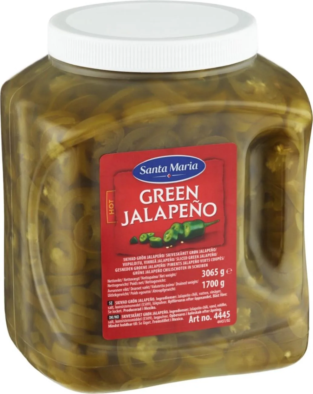 PIPARI ZAĻIE HALAPENJO ŠĶĒLĪTĒS 3.065KG/1.7KG, SANTA MARIA