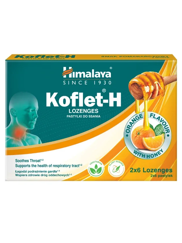 Koflet-H ledenes ar apelsīnu un medus garšu, 12 gb.