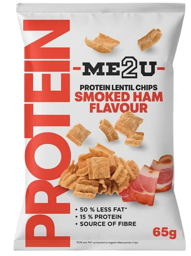 ME2U proteīna lēcu čipsi ar kūpināta šķiņķa garšu, 65 g