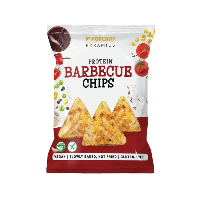 PROTEĪNA ČIPSI POPCROP AR BĀRBEKJŪ GARŠU BEZ GLUTĒNA UN LAKTOZES 60G