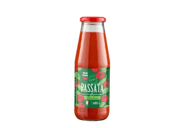 TOMĀTU BIEZENIS PASSATA AR BAZILIKU WELL DONE 680G